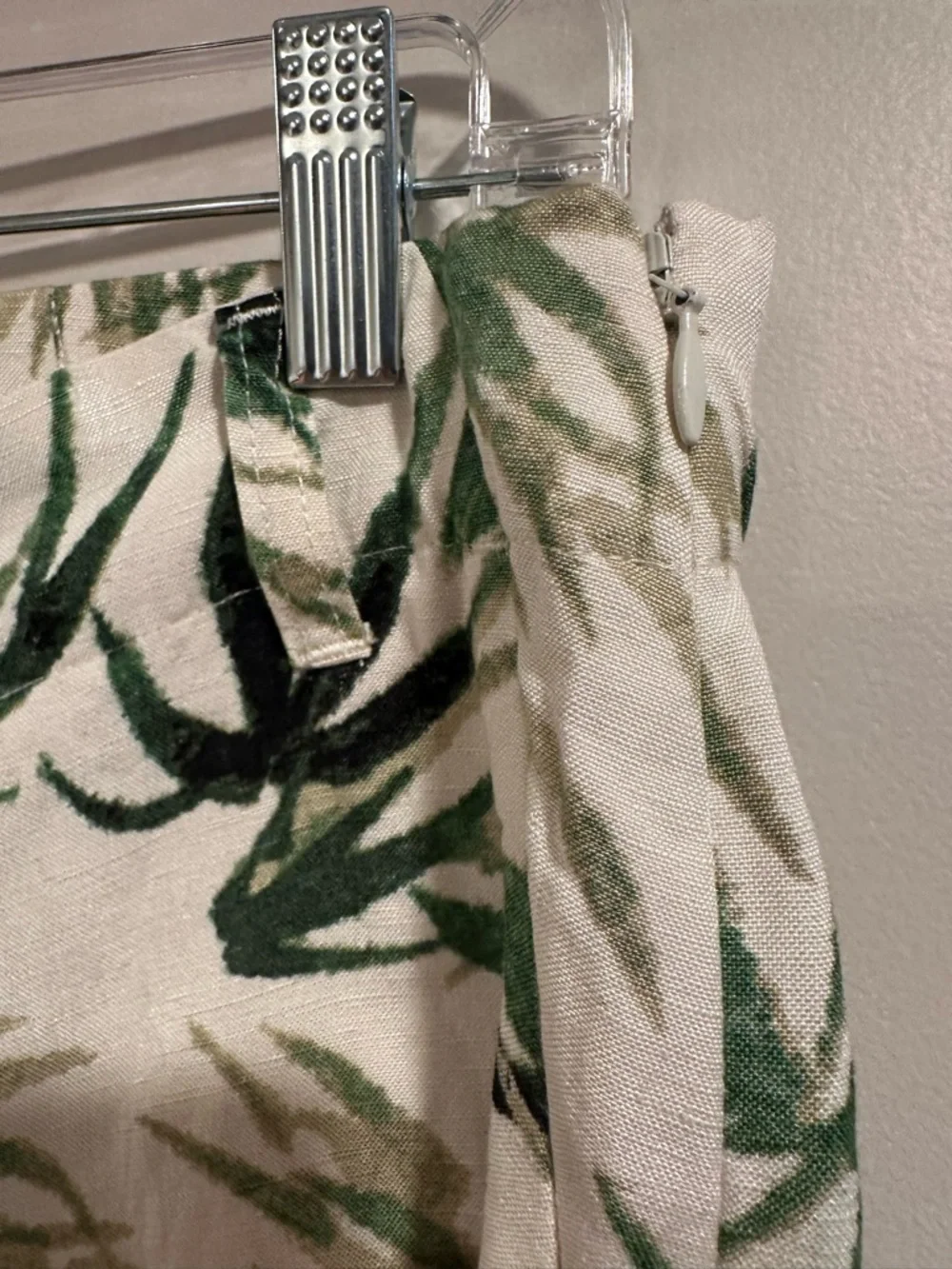 J. Jill Barley Palm Print Linen-Blend Wide Leg Crop Pants Beige GreenLeaf SP NWT - Picture 8 of 16